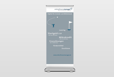 Mikrofinanzmanager Roll-up Display