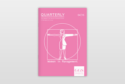 GGS - German Graduate School of Management & Law Magazin »Quarterly«: Titelseite. Sonderfarbe und Beflockung der Titelillustration