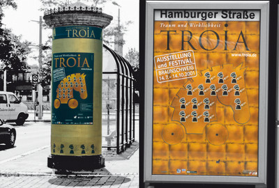 Troia Traum und Wirklichkeit Außenwerbung: Ganzsäule und Citylight-Plakat