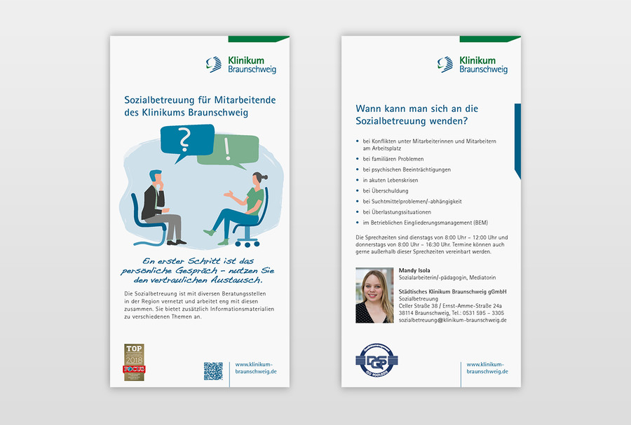 Flyer Sozialbetreuung für Mitarbeitende des Klinikums Braunschweig