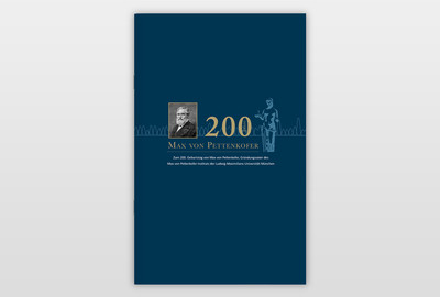 Broschüre »200 Jahre Max von Pettenkofer« Umschlag: Sonderfarbe, Prägung und Heißfolienprägung