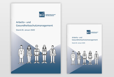 Broschüre »Arbeits- und Gesundheitsschutzmanagement«, Din A5 und Din A6, Titelseite