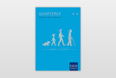 Magazin »Quarterly« 02|18 Titelseite: Heißfolienprägung (silber) und Sonderfarbe