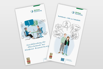 Klinikum Braunschweig Folder Suchtdruck, Illustrationen