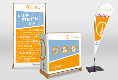 Messestand mit Beachflag 